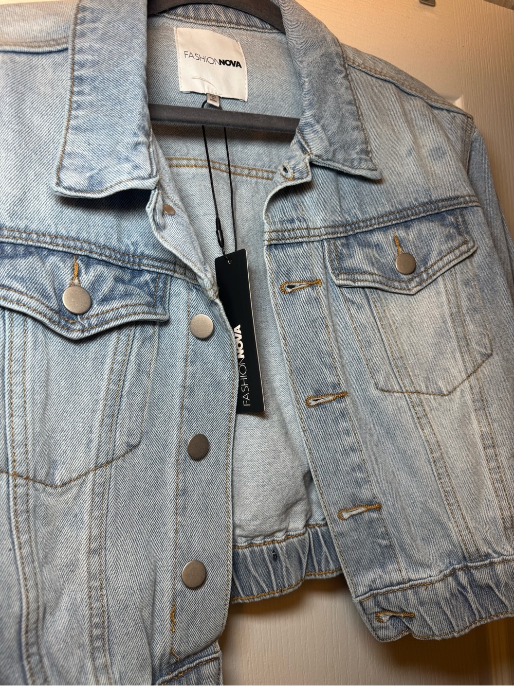 Fashion Nova Light Wash Denim Jacket - Women's Light Blue Jean Jacket.
